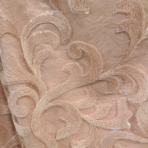 Vera Wang Asymmetric Sequin Lace Blush Midi Dress - Picture 6 of 8